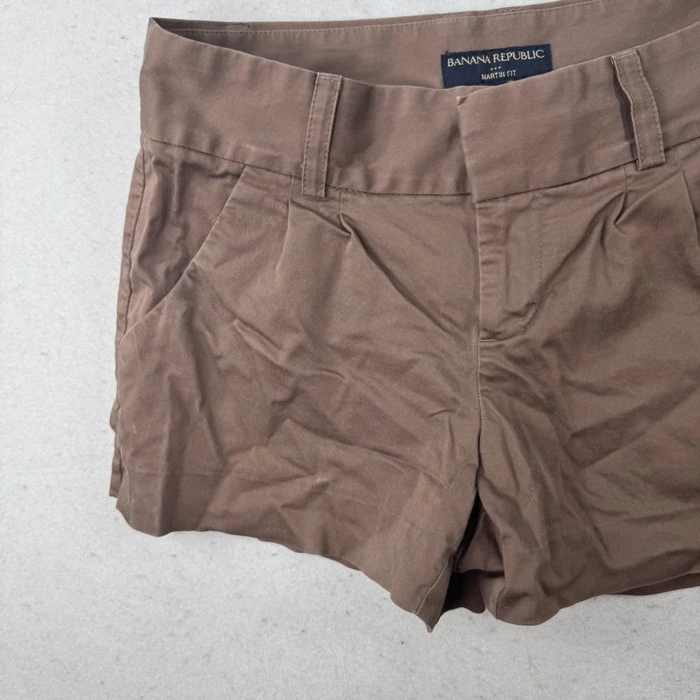 Banana Republic Martin Fit Shorts Women 4 Brown Cotton Chino Preppy Y2K Mallcore
